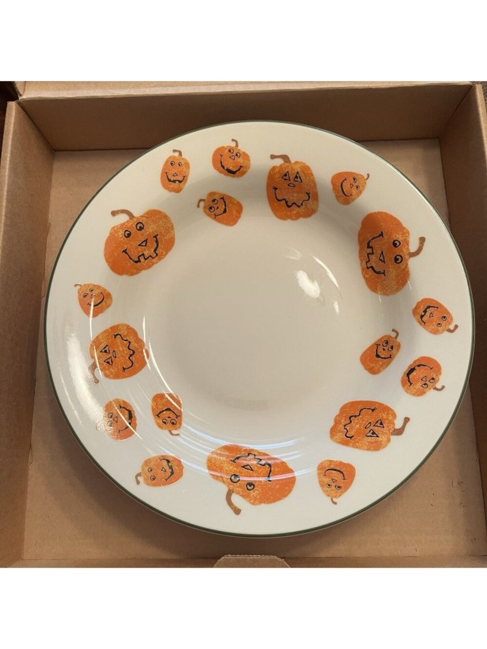 Longaberger Halloween Treats Bowl Pottery 12" Orange Pumpkin 30963